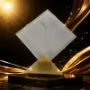 DIY handmade decorative materials with transparent rhombic glass sheets and yellow triangular acrylic blocks Specification image